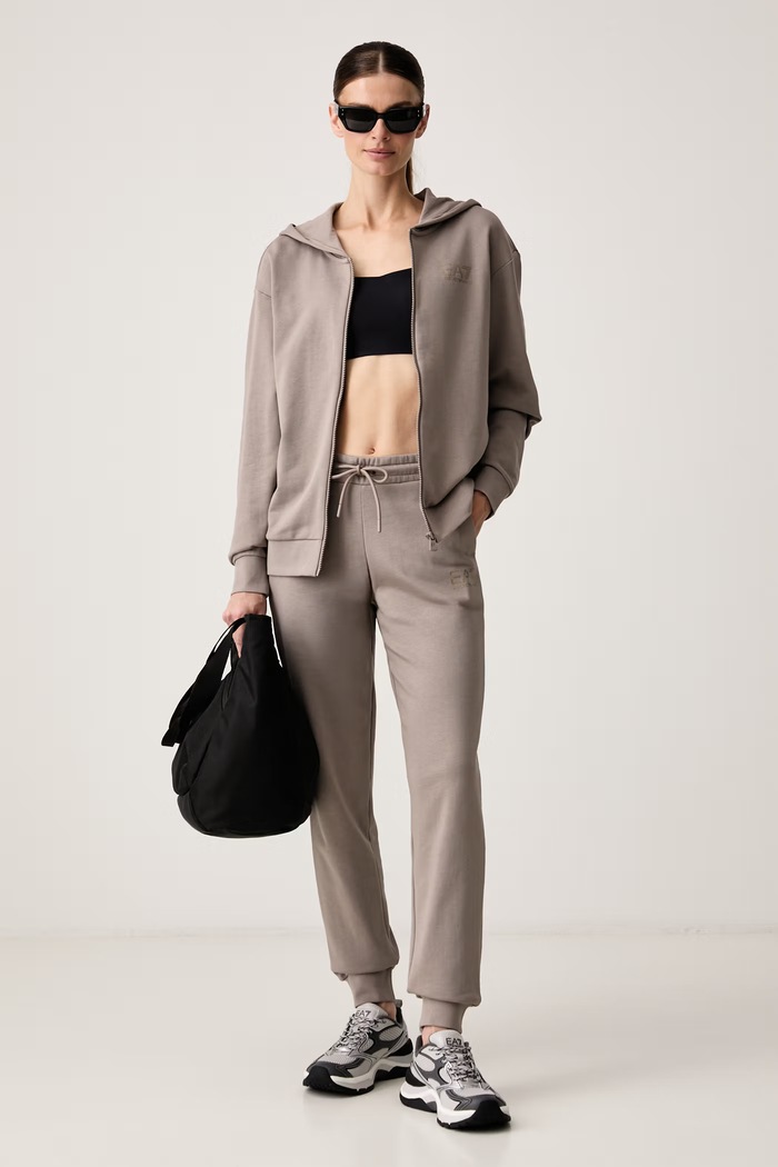 EA7 Emporio Armani dres damski z bawełną beżowy AF12473.7W001369