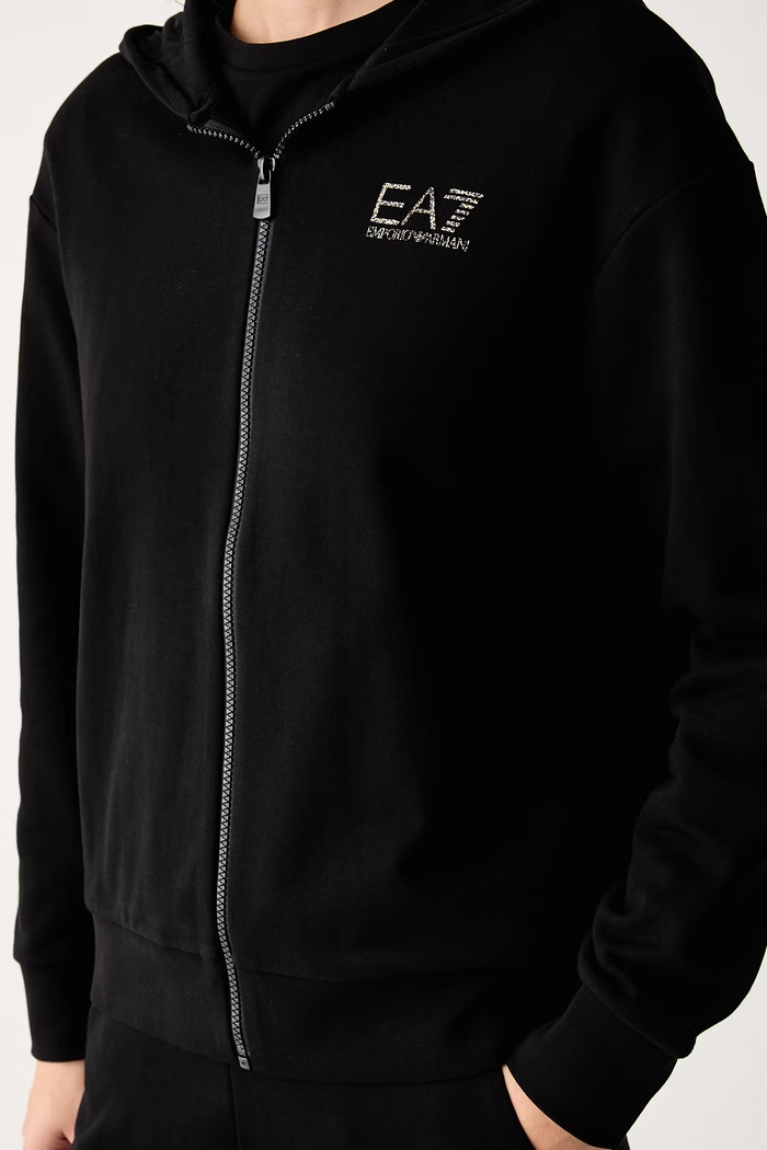 Dres damski z bawełną EA7 Emporio Armani czarny AF12473.7W001369