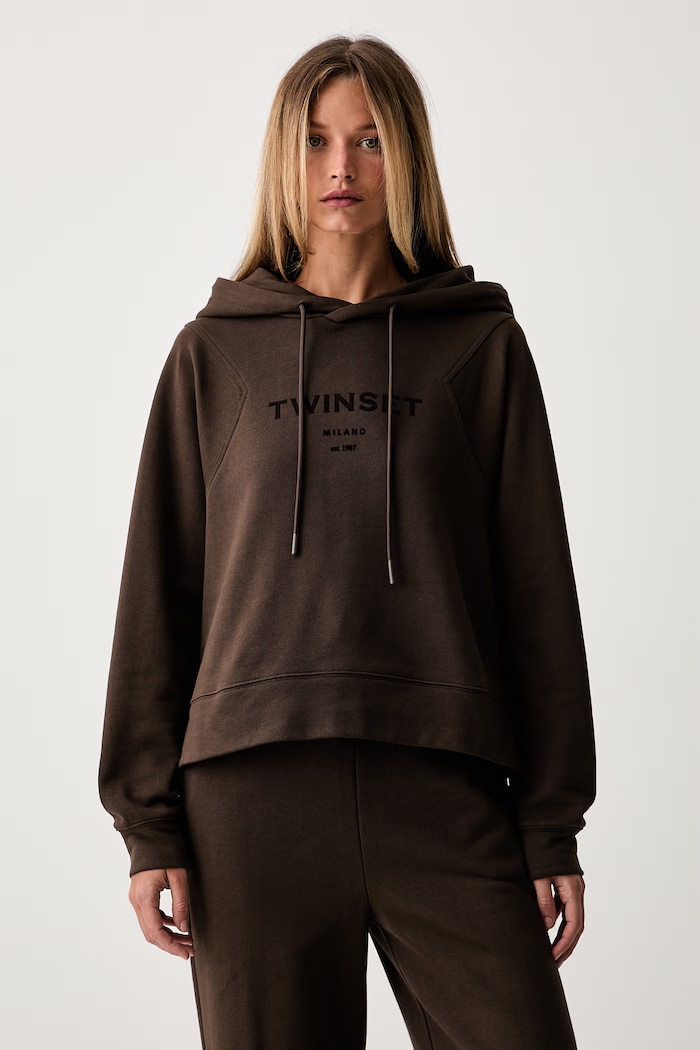 Twinset set di tuta da donna in cotone 262TP272B marrone AW26