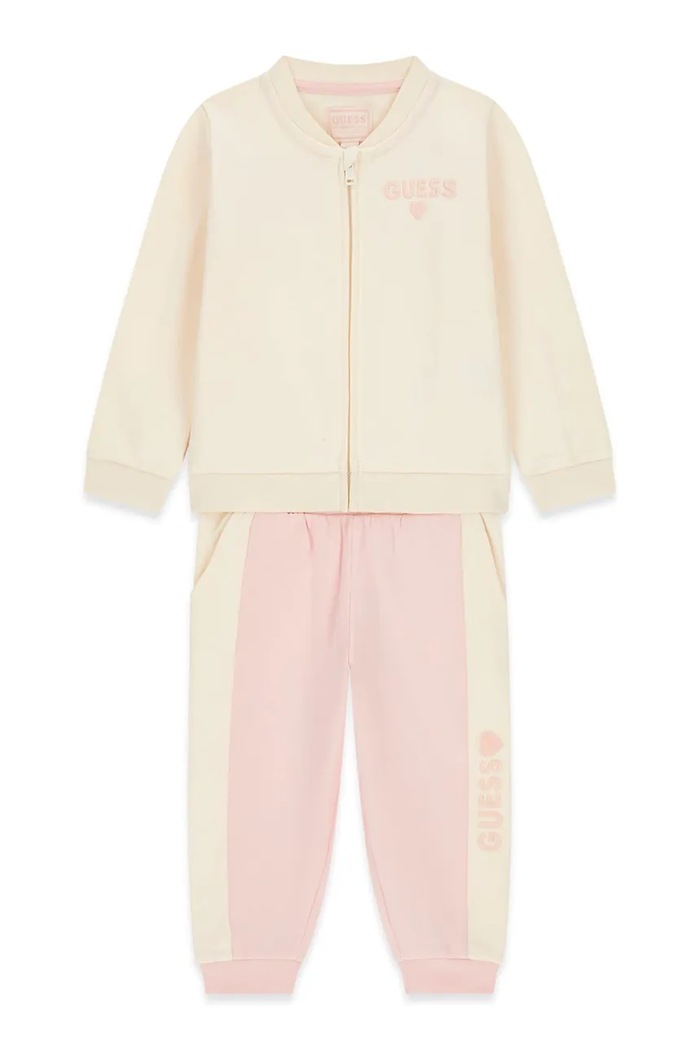 Guess Komplet dresowy dziecięcy bawełniany beżowy K6BG06.K5914.9BY2