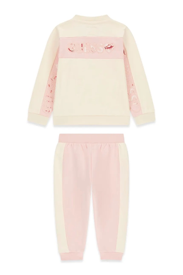 Guess Komplet dresowy dziecięcy bawełniany K6BG06.K5914.9BY2 beżowy AW26