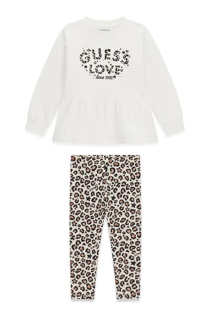 Guess Komplet codzienny dziecięcy bawełniany z elastanem K6BG02.K5910.9BY2 beżowy AW26