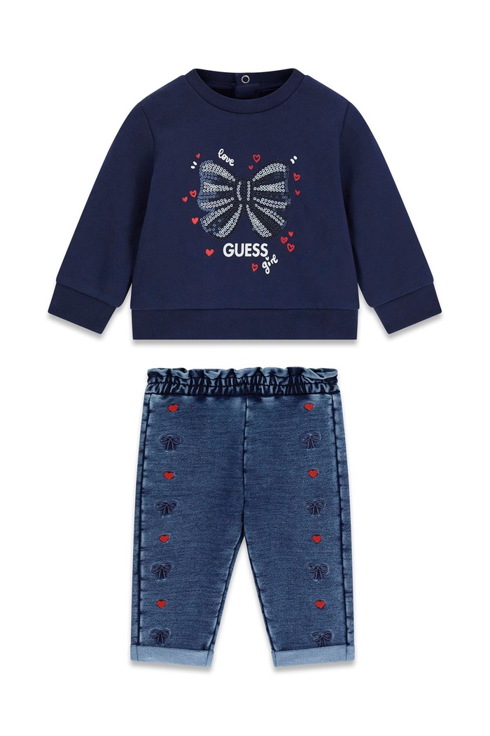 Guess Komplet codzienny dziecięcy z bawełną granatowy A6BG16.K6140.9BY2