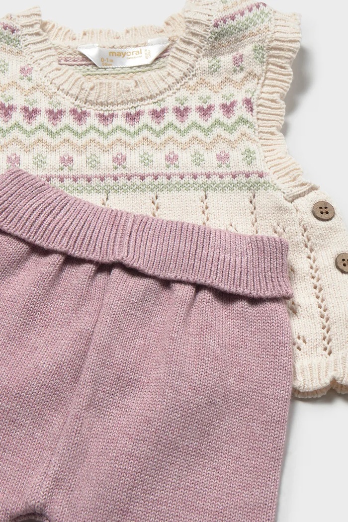 Súprava detská bavlnená s elastanom Mayoral Newborn 2757.2H.Newborn.9BY2 ružová