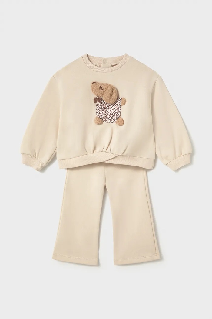Mayoral Komplet dresowy dziecięcy z bawełną beżowy 2838.4B.Baby.9BY2
