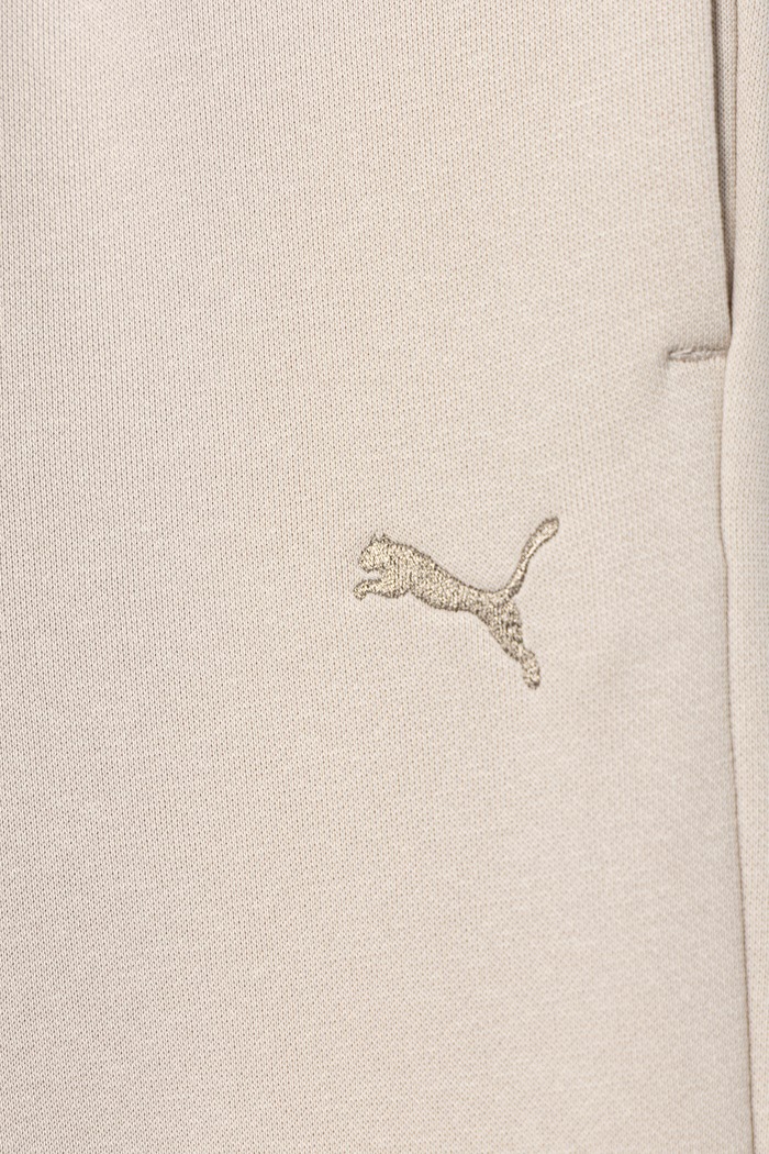Dziewczynka Puma spodnie dresowe dziecięce bawełniane z elastanem ESS Sweatpants CL FL 684898.9BY2 beżowy