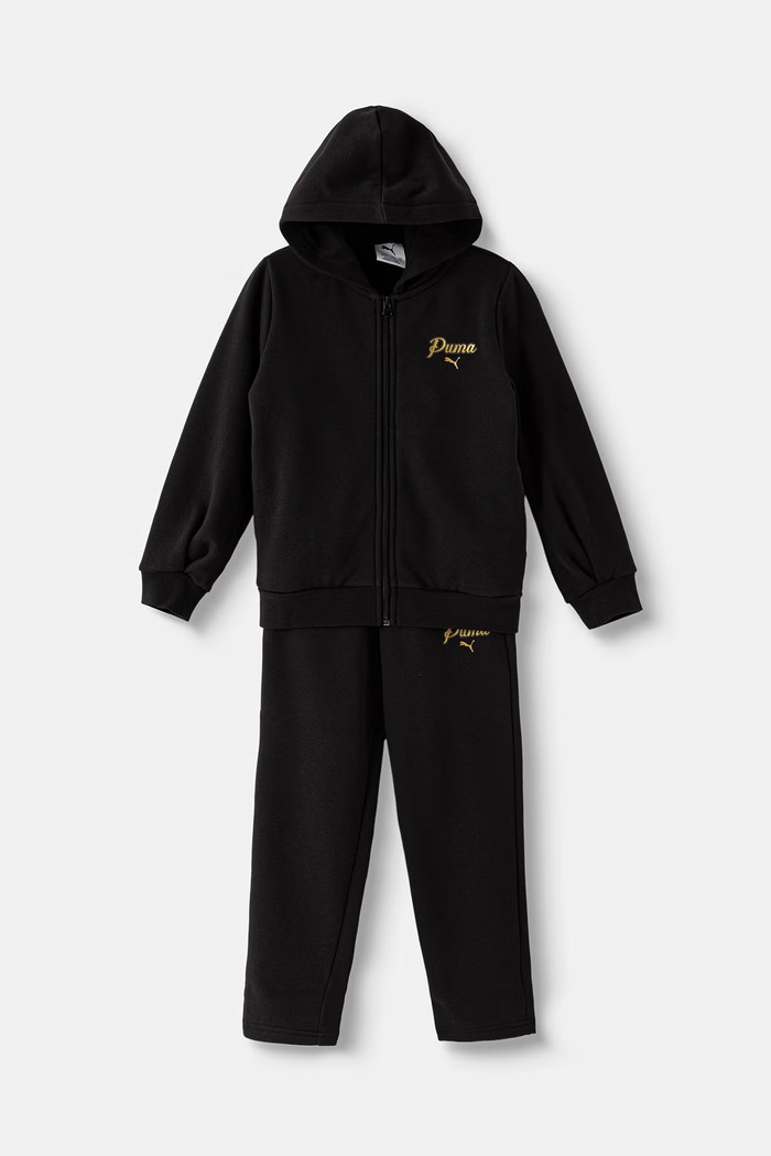 Puma dres dziecięcy z bawełną ESS SCRIPT Sweat Suit czarny 695209.9BY2