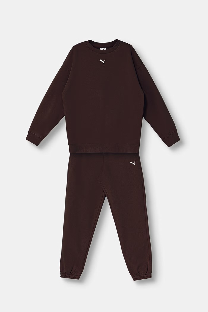 Puma komplet dresowy dziecięcy z bawełną Loungewear Sweat Suit brązowy 689727.G
