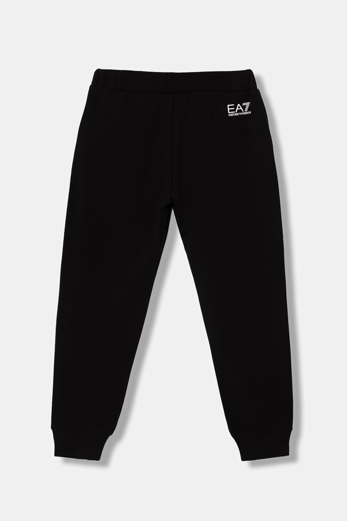 EA7 Emporio Armani spodnie dresowe dziecięce bawełniane z elastanem 7G000141.AF13135 czarny AW26