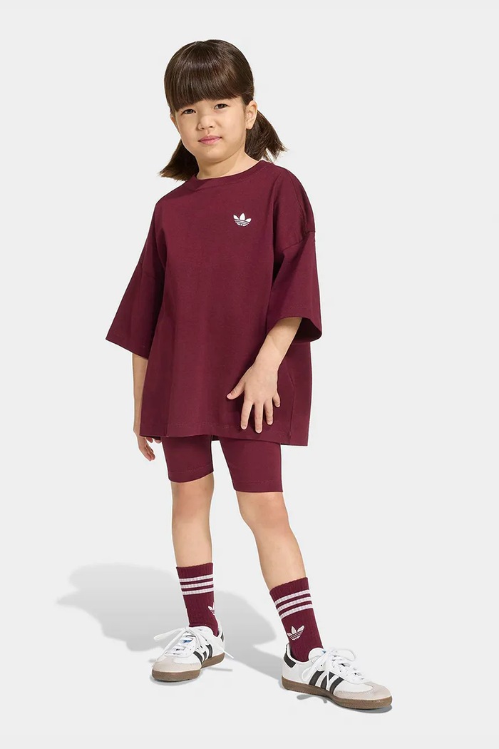 adidas Originals Komplet dziecięcy z bawełną TREFOIL ESSENTIALS bordowy KS1278