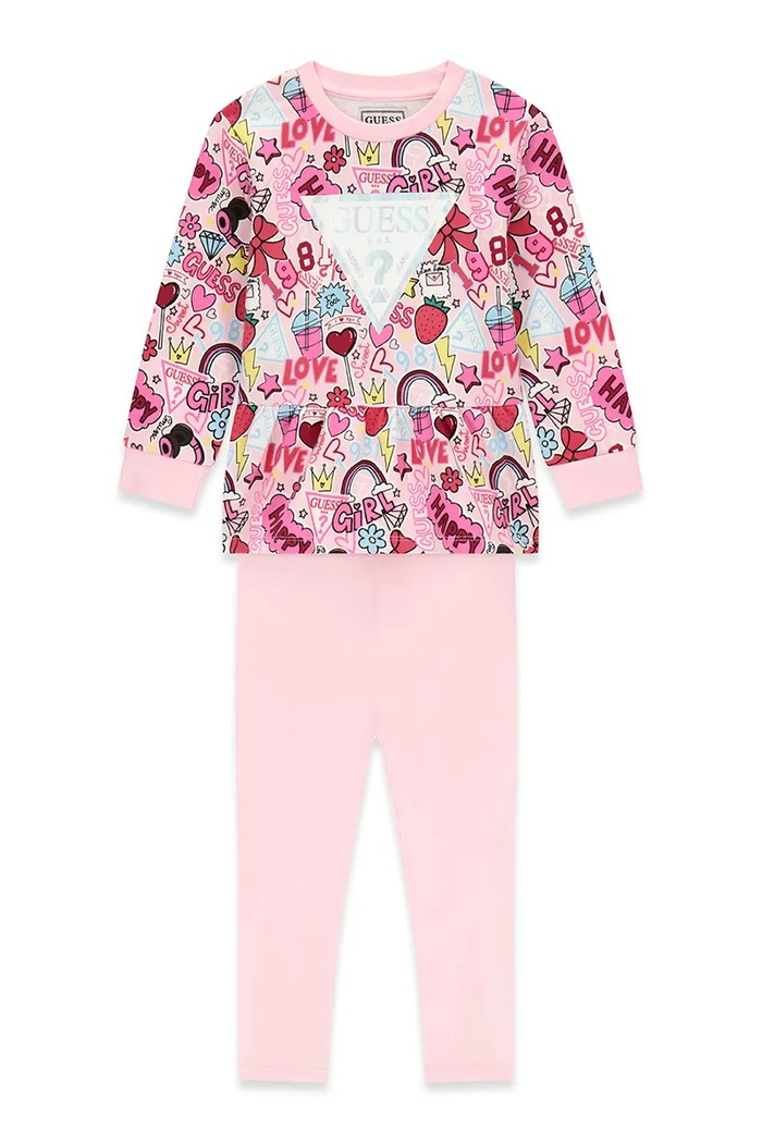 Guess komplet dziecięcy bawełniany różowy K6YG03.K3841.9BY2