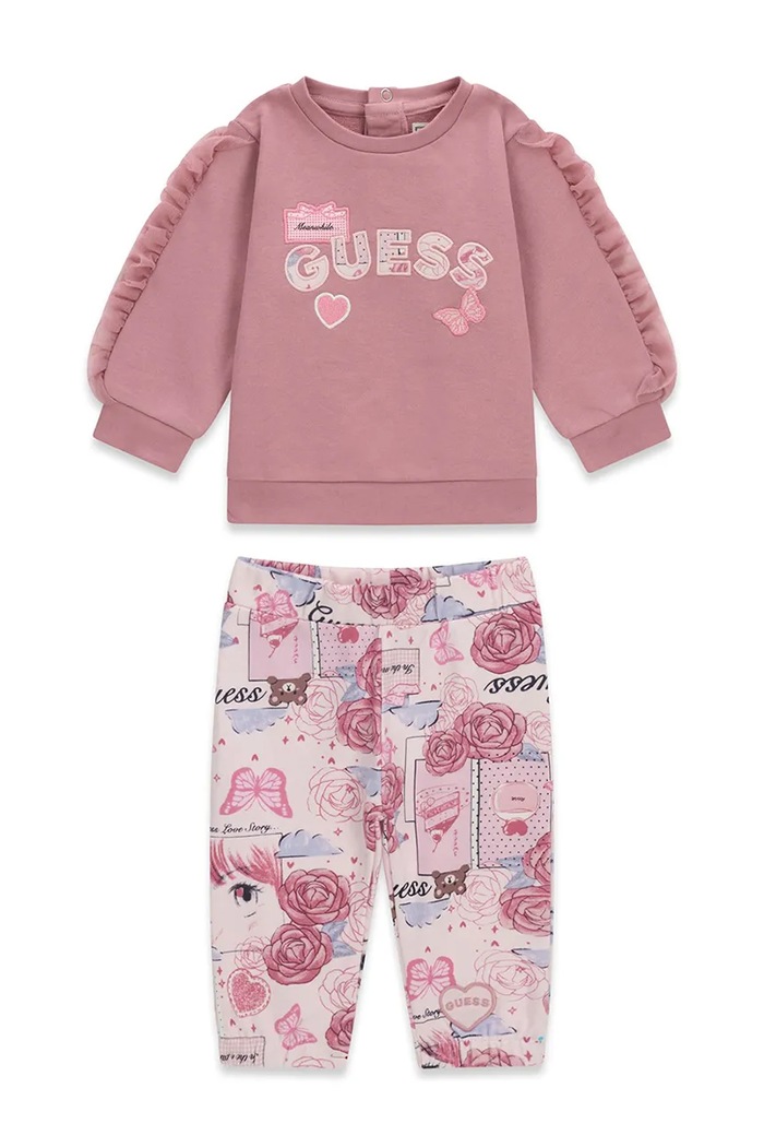 Guess Komplet dziecięcy bawełniany A6YG09.K3916.9BY2 różowy AW26