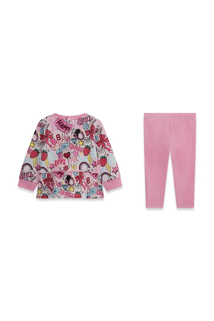 Guess komplet dziecięcy bawełniany A6YG03.K3898.9BY2 różowy AW26