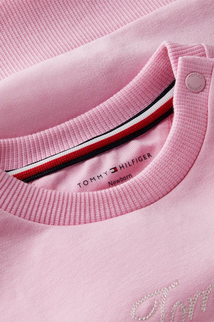 Dziewczynka Tommy Hilfiger komplet dresowy niemowlęcy z bawełną KN0KN02248.9BY2.G różowy