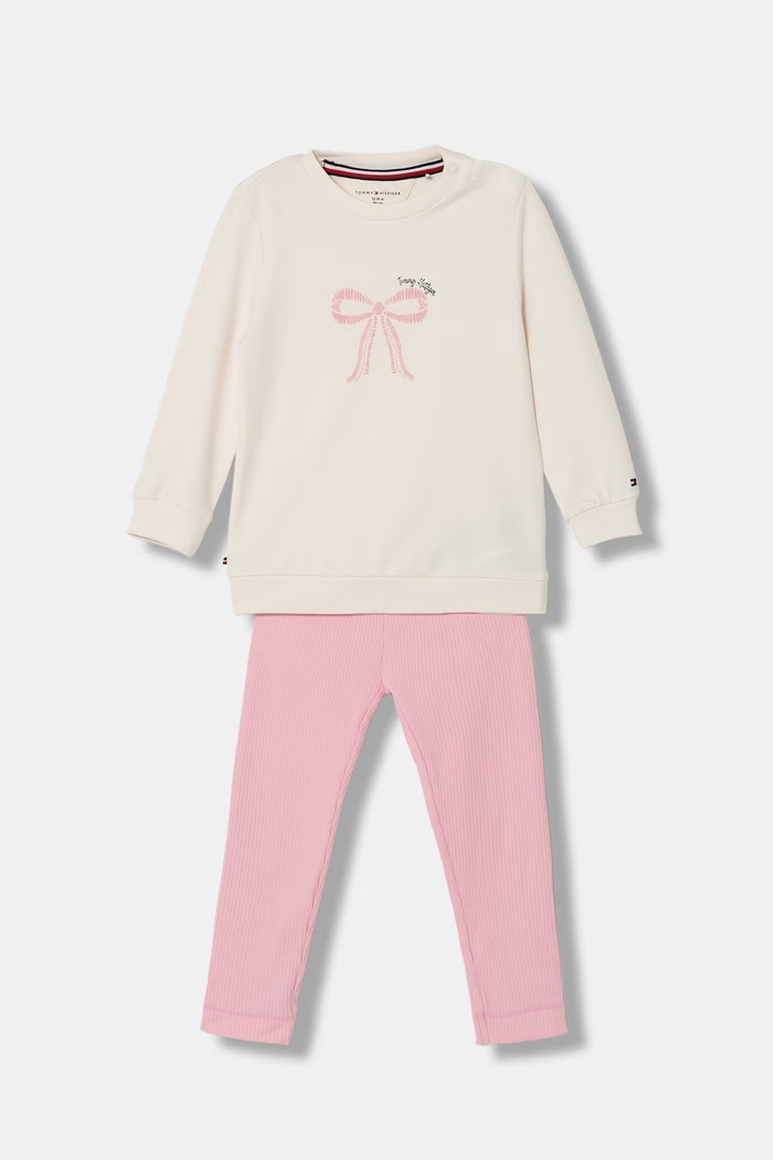 Tommy Hilfiger komplet niemowlęcy bawełniany z elastanem KN0KN02277.9BY2.G różowy AW26