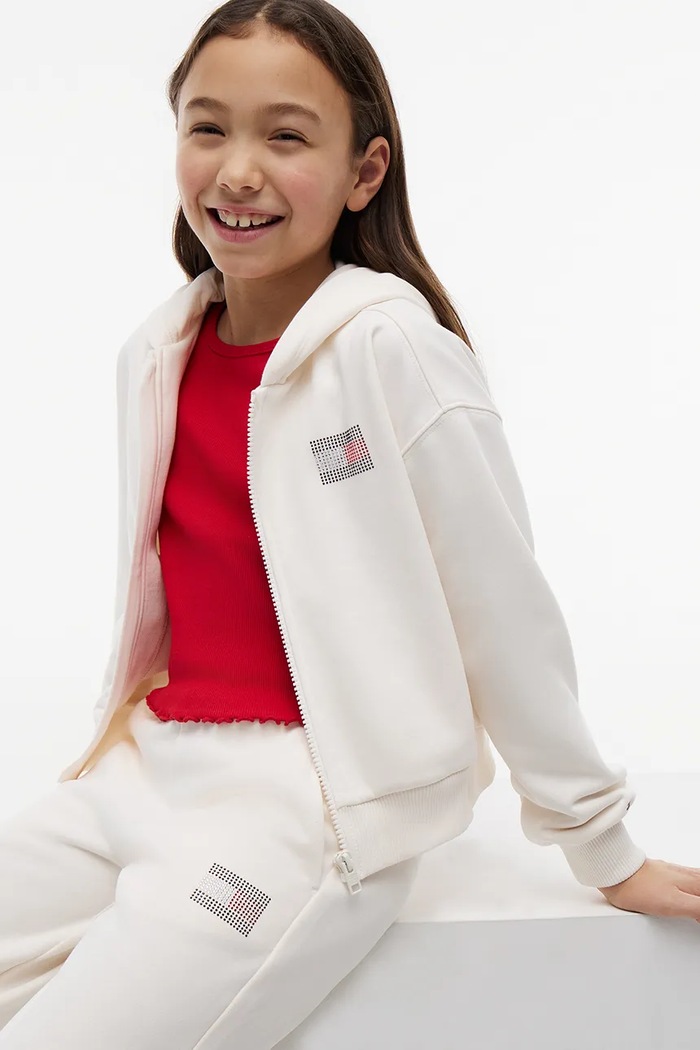 Tommy Hilfiger spodnie dresowe dziecięce z bawełną KG0KG09531.9BY2 beżowy