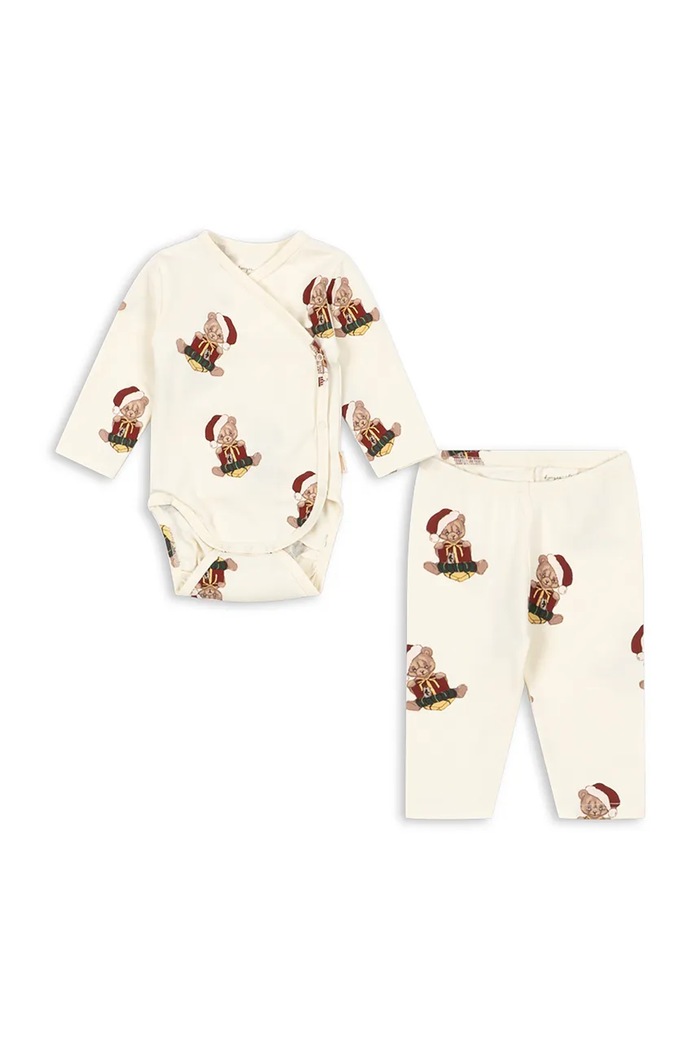 Konges Sløjd Komplet niemowlęcy bawełniany z elastanem BASIC NEWBORN SET GOTS KS106382.9BY2 beżowy AW26