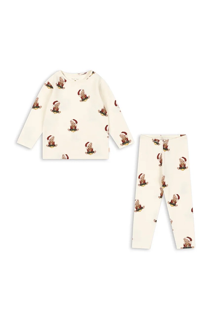 Konges Sløjd Piżama dwuczęściowa dziecięca bawełniana z elastanem BASIC BLOUSE/PANTS SET GOTS KS106378.9BY2 beżowy AW26