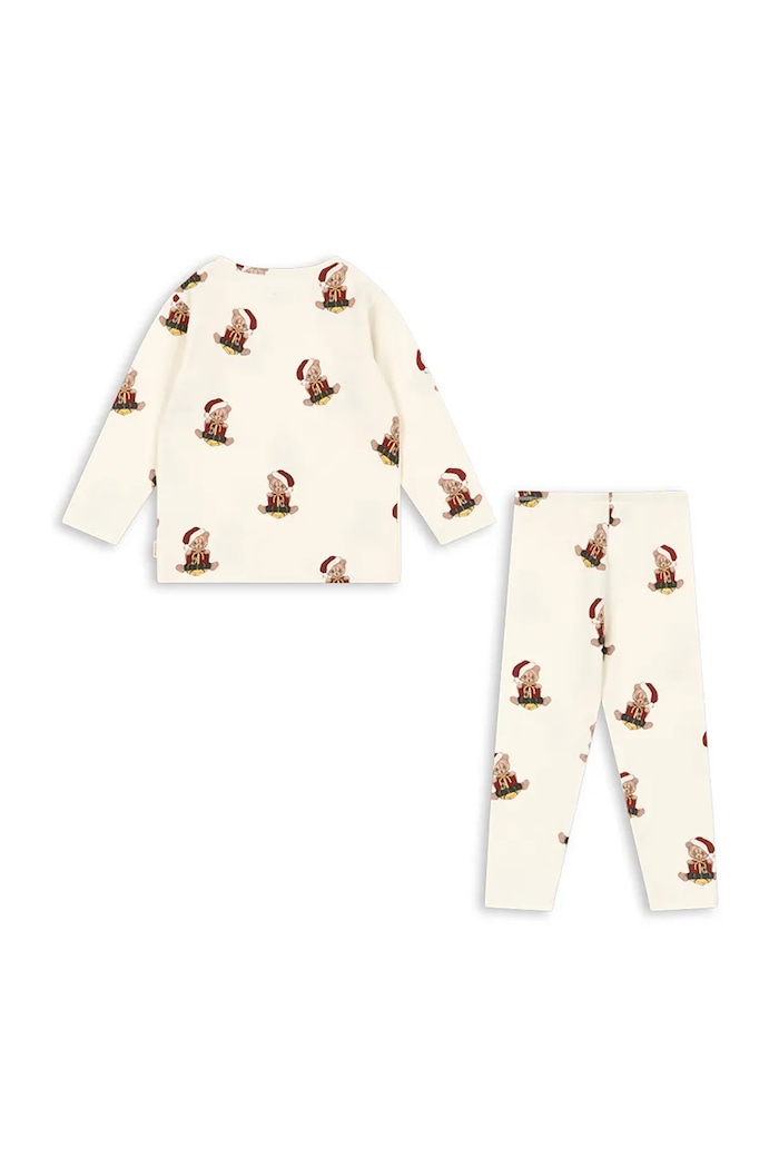 Chłopiec Konges Sløjd Piżama dwuczęściowa dziecięca bawełniana z elastanem BASIC BLOUSE/PANTS SET GOTS KS106378.9BY2 beżowy