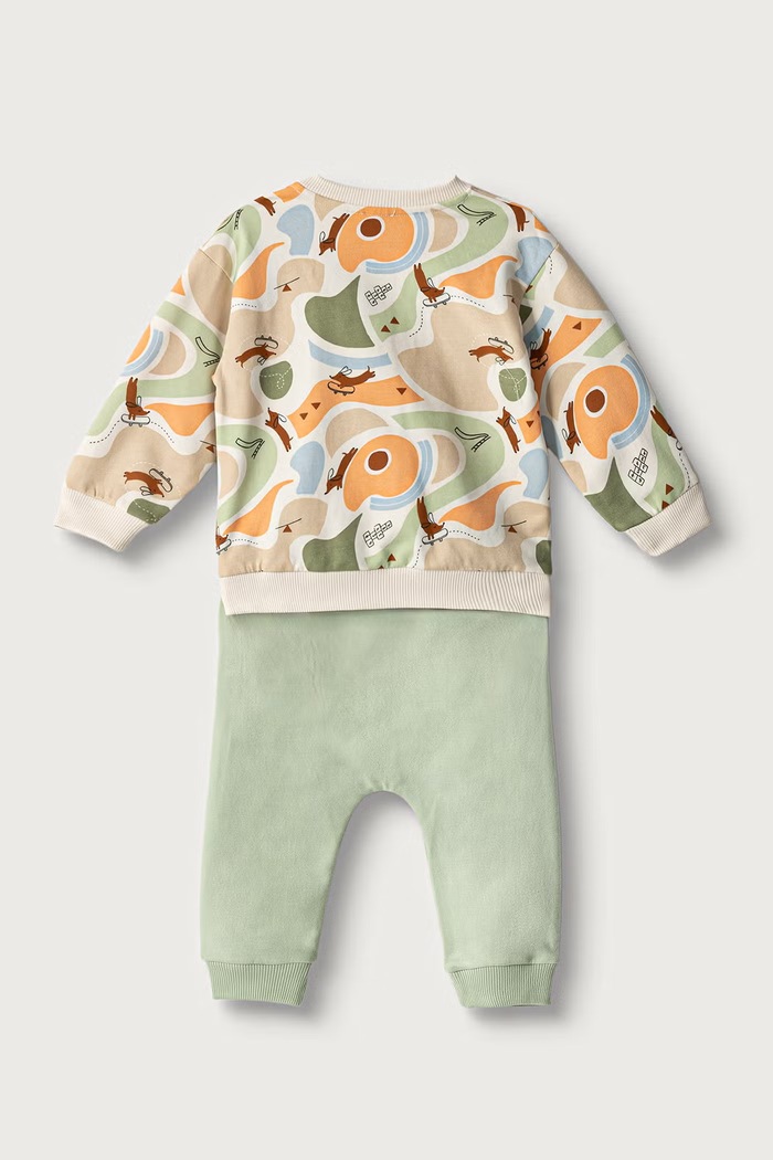 United Colors of Benetton Compleu de trening pentru bebeluși din bumbac cu elastan 3TEUAK01W.W.Seasonal verde AW26