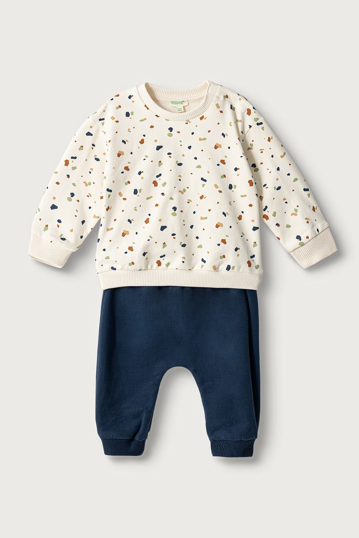 United Colors of Benetton Compleu de trening pentru bebeluși din bumbac cu elastan bleumarin 3TEUAK01W.W.Seasonal