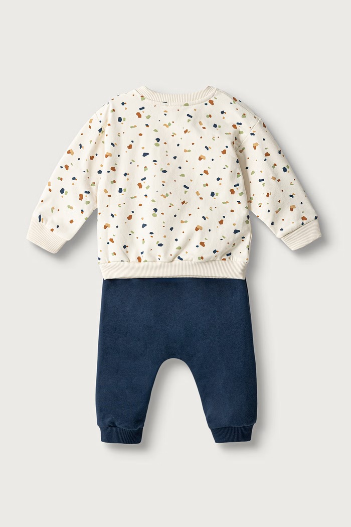 United Colors of Benetton Compleu de trening pentru bebeluși din bumbac cu elastan 3TEUAK01W.W.Seasonal bleumarin AW26