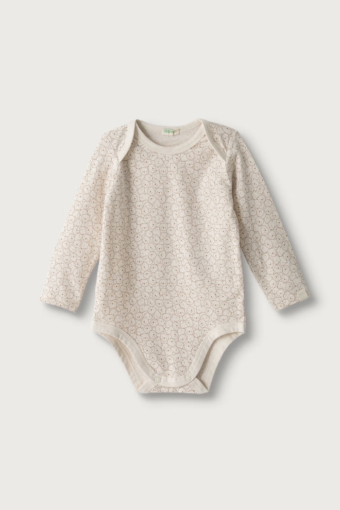 United Colors of Benetton Compleu de zi pentru bebeluși din bumbac cu elastan 3UMRAK01X.W.Seasonal bej AW26