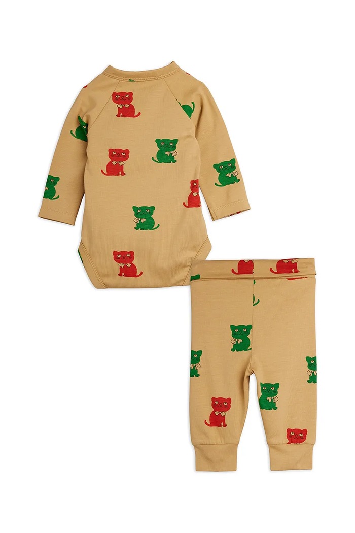 Mini Rodini Komplet dziecięcy bawełniany Kittens 26740100 brązowy AW26