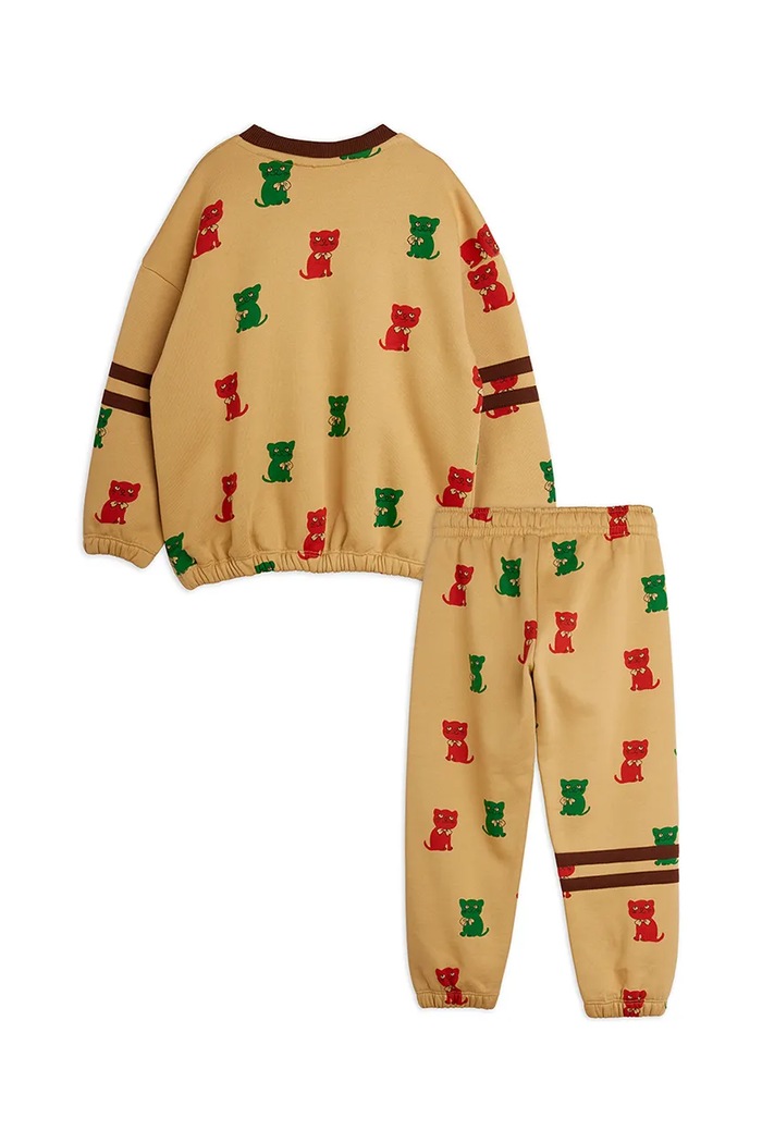 Mini Rodini Komplet dresowy dziecięcy bawełniany Kittens 26720150 brązowy AW26