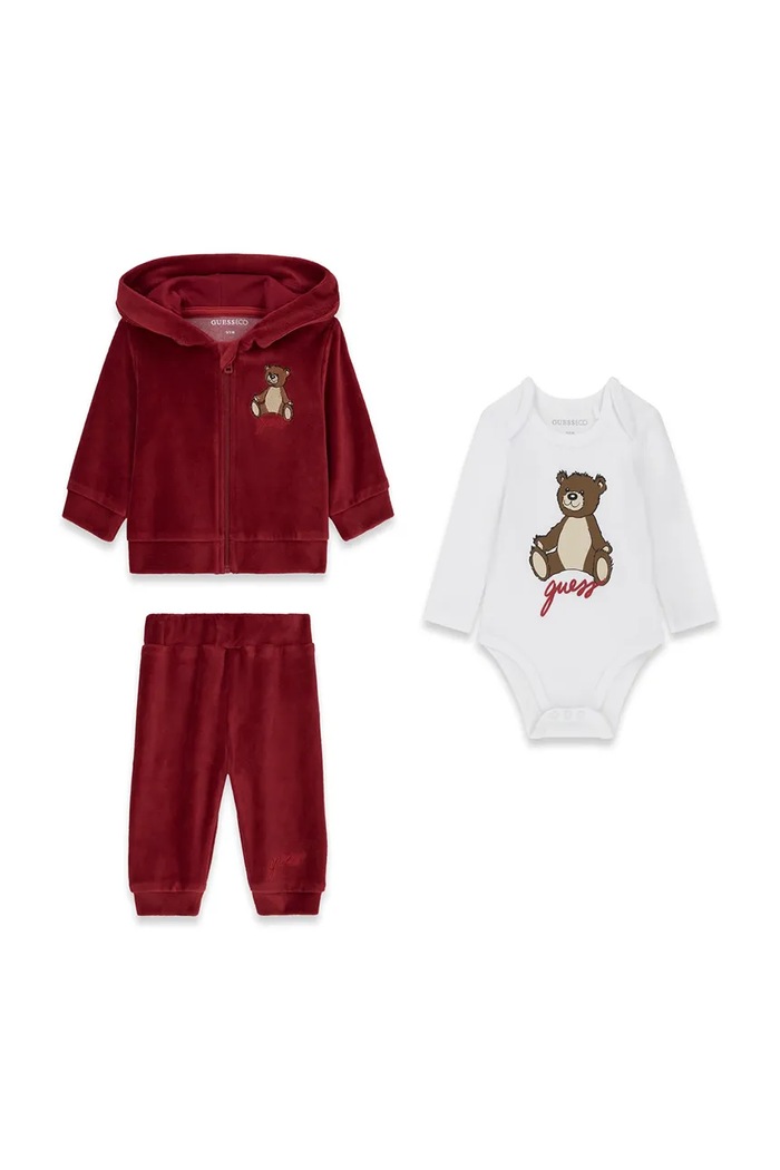 Guess Komplet dresowy niemowlęcy z bawełną czerwony H6BG10.K6029.9BY2