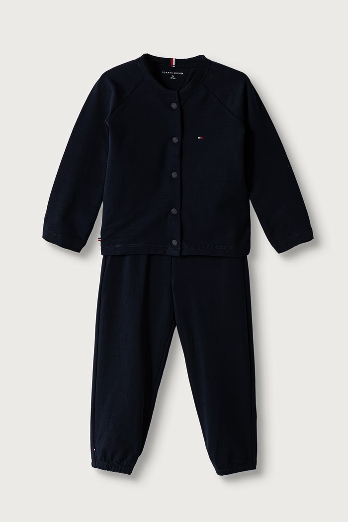 Chłopiec Tommy Hilfiger Komplet niemowlęcy bawełniany z elastanem KN0KN02327.9BY2 granatowy