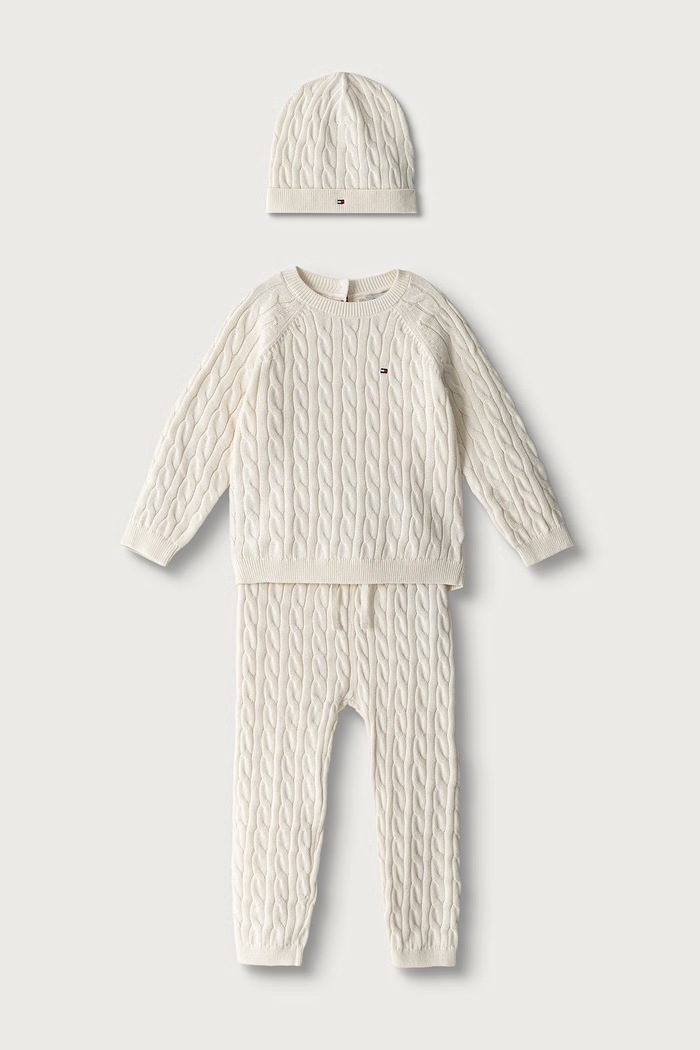 Tommy Hilfiger Komplet codzienny dziecięcy bawełniany beżowy KN0KN02080.9BY2