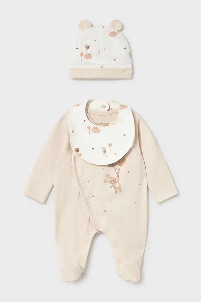 Mayoral Newborn kombinezon za bebe od pamuka s elastanom 2748.1A.Newborn.9BY2 bež AW26