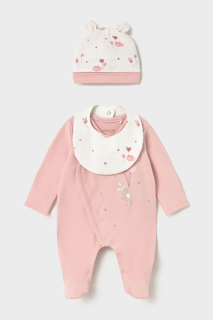 Mayoral Newborn Śpiochy niemowlęce bawełniane z elastanem 2748.1A.Newborn.9BY2 różowy AW26