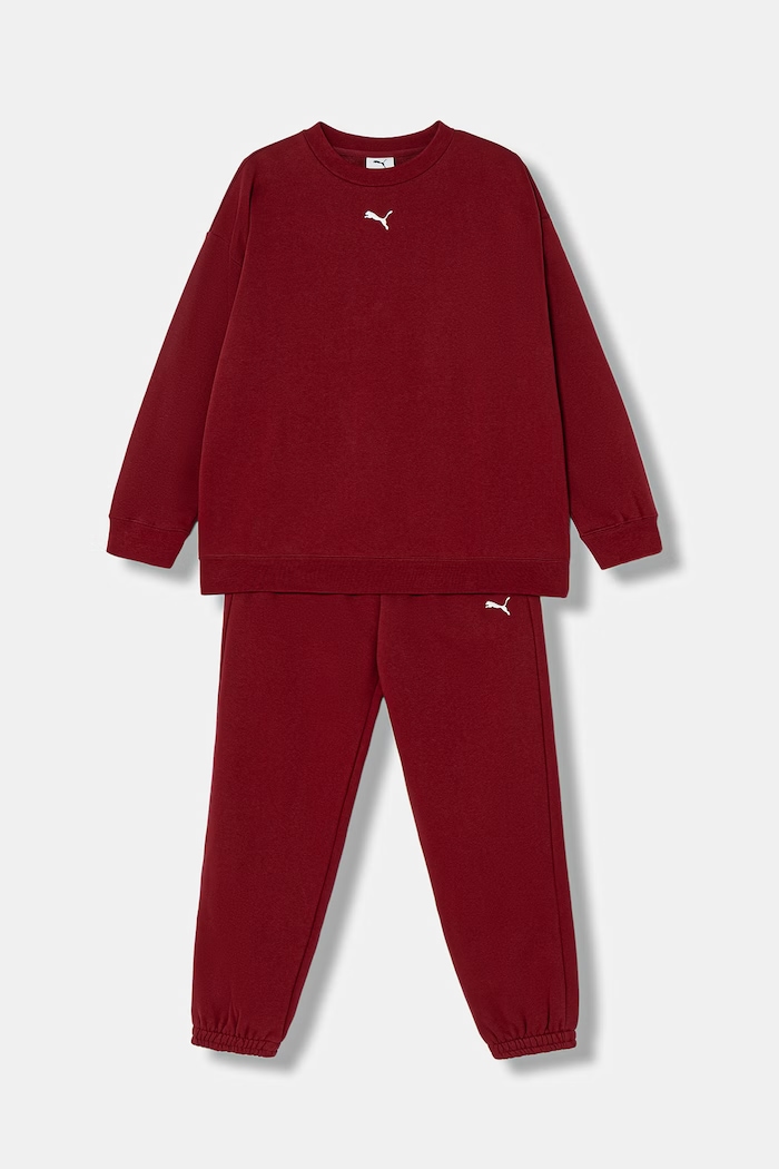 Puma komplet trenirke otroški z bombažem Loungewear Sweat Suit bordo 689727.9BY2