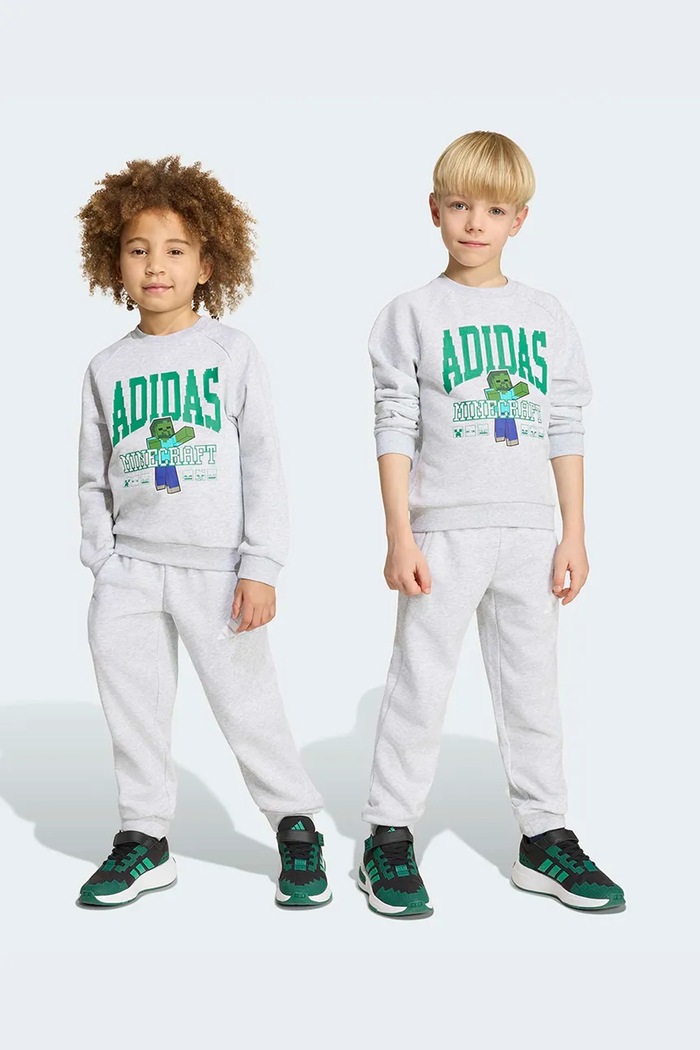 adidas tepláková detská s bavlnou MINECRAFT sivá KS9036