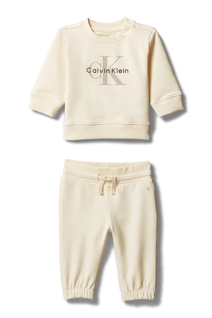 Calvin Klein Jeans Komplet dresowy dziecięcy z bawełną beżowy LV1CKTJI13.9BY2