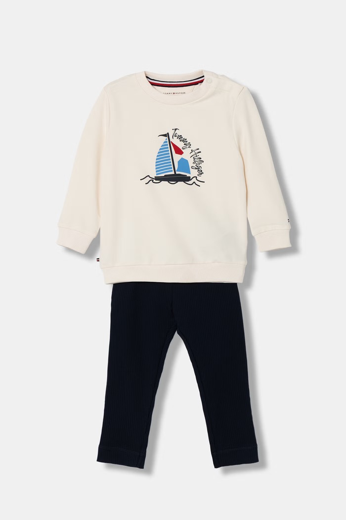 Tommy Hilfiger komplet niemowlęcy z bawełną KN0KN02277.9BY2 biały AW26