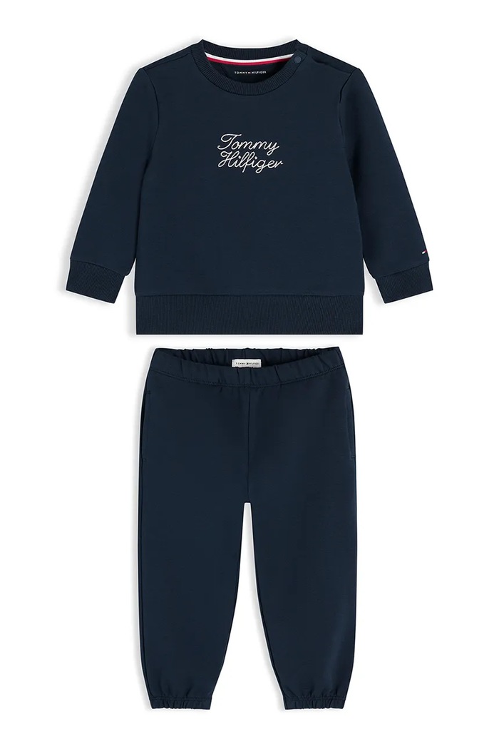 Tommy Hilfiger komplet dresowy niemowlęcy z bawełną granatowy KN0KN02248.9BY2