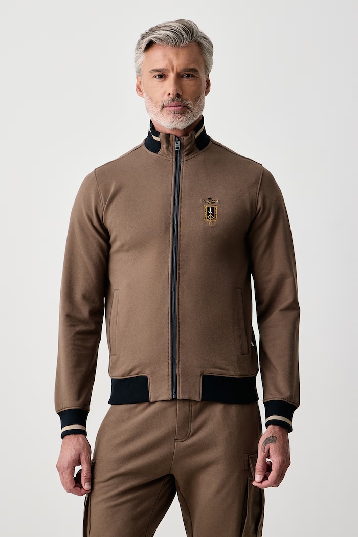 Aeronautica Militare Komplet dresowy męski bawełniany z elastanem TF0126UF00662 brązowy AW26