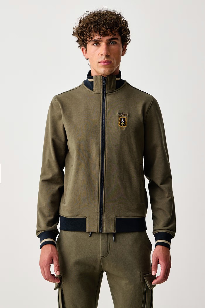 Aeronautica Militare Komplet trenirka za muškarce od pamuka s elastanom TF0126UF00662 zelena AW26