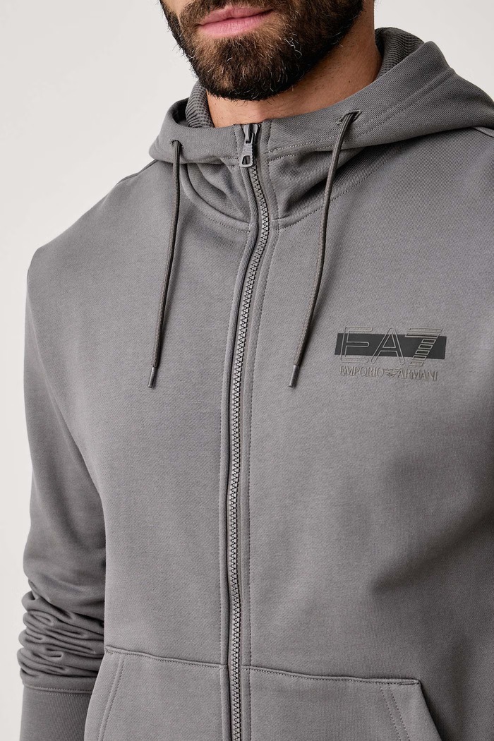 Komplet dresowy męski z bawełną EA7 Emporio Armani szary AF10377.7M002430