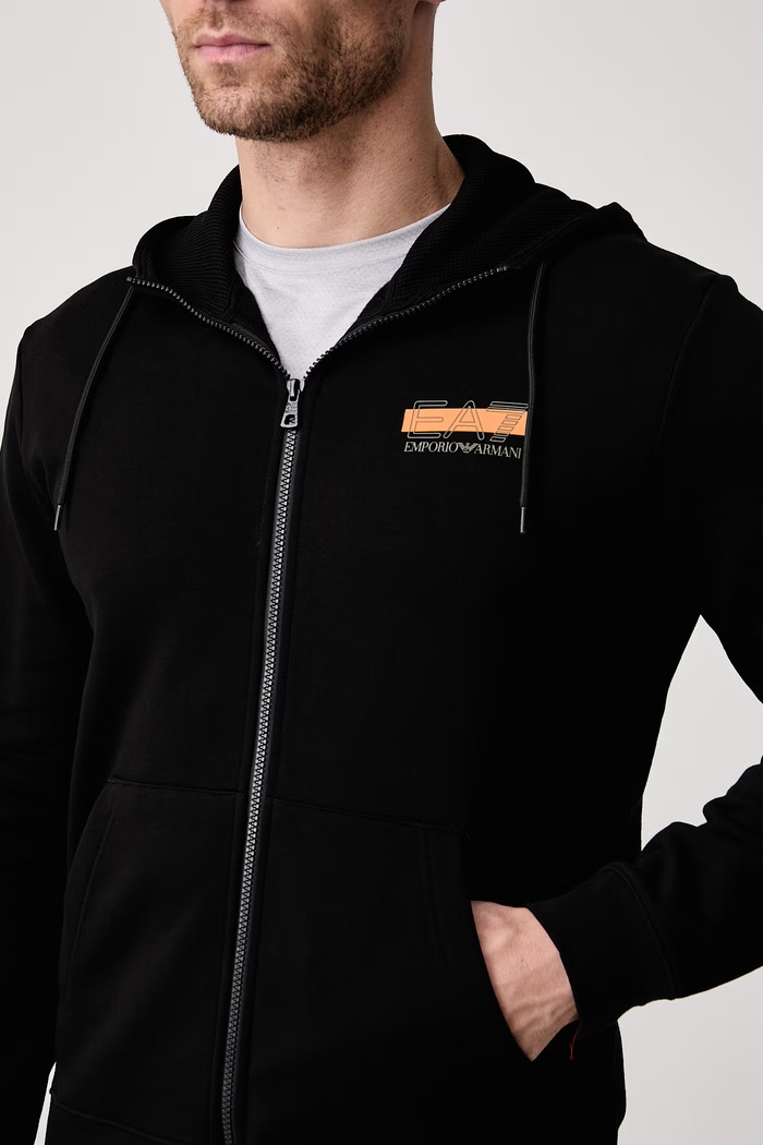 Komplet dresowy męski z bawełną EA7 Emporio Armani czarny AF10377.7M002430