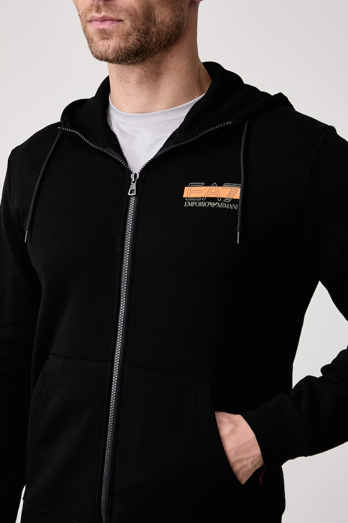 Komplet dresowy męski z bawełną EA7 Emporio Armani czarny AF10377.7M002430