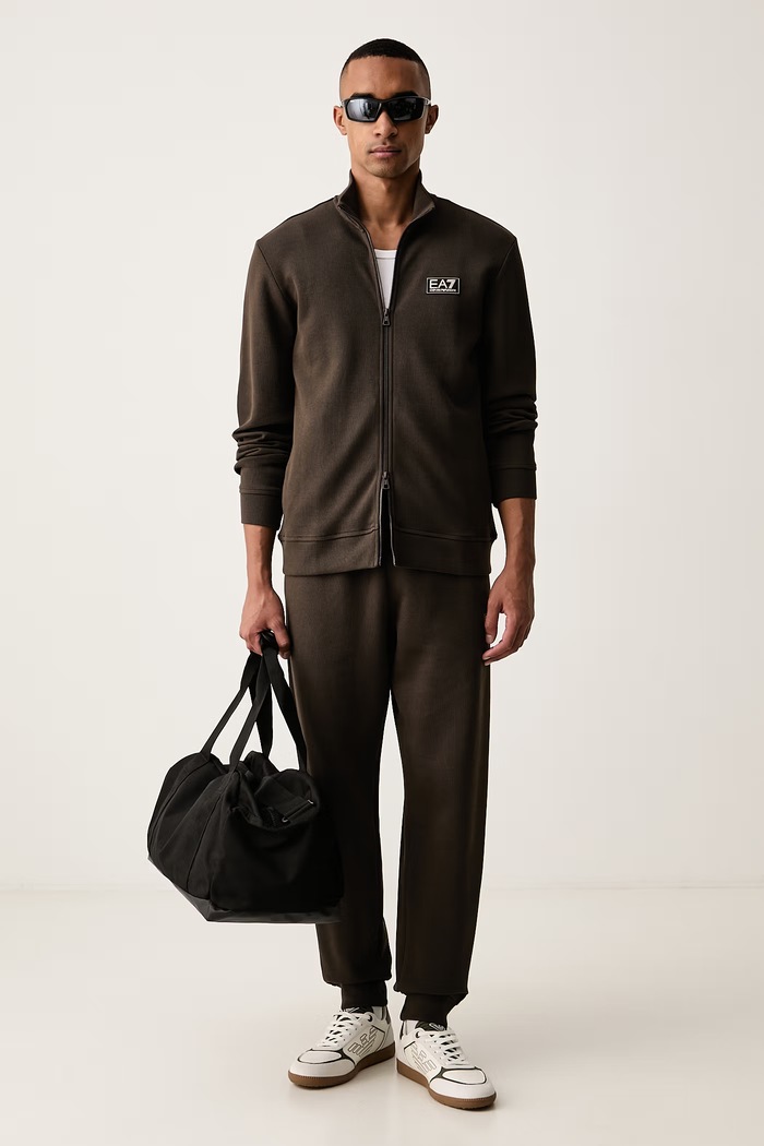 EA7 Emporio Armani σετ φόρμας ανδρικό βαμβακερό AF21822.7M002236 καφέ AW26
