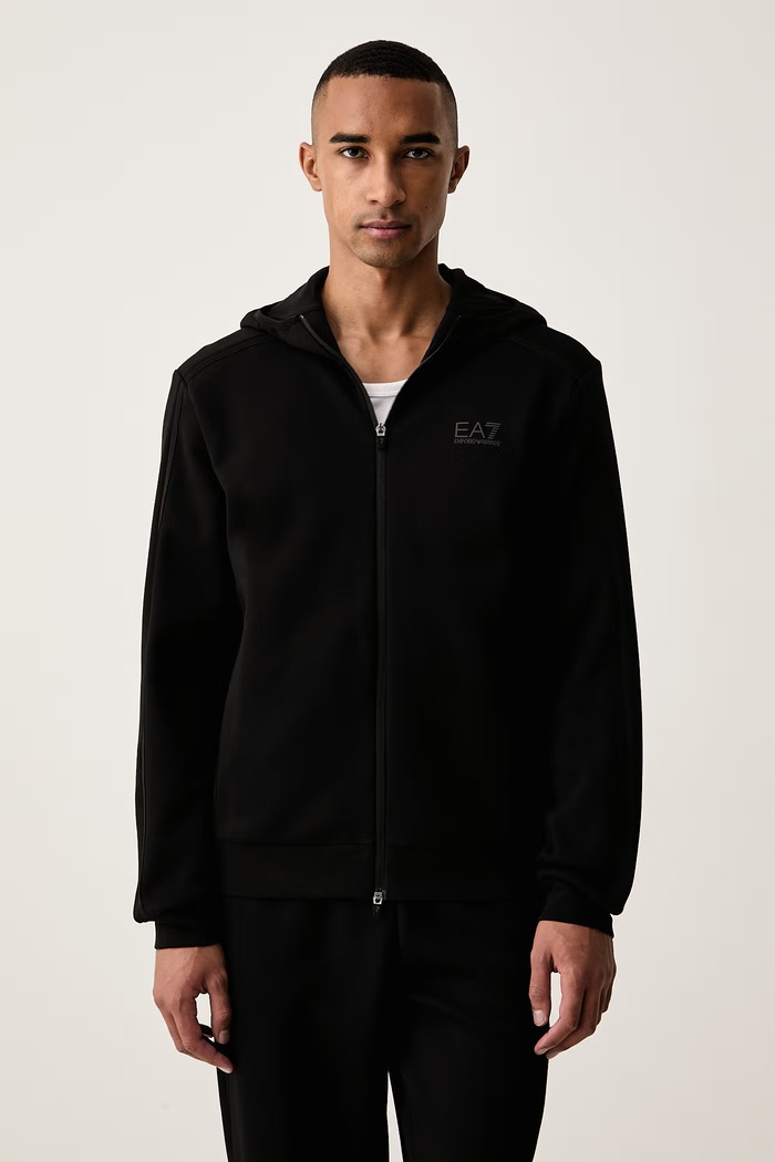 Komplet dresowy męski z bawełną EA7 Emporio Armani czarny AF20845.7M002520
