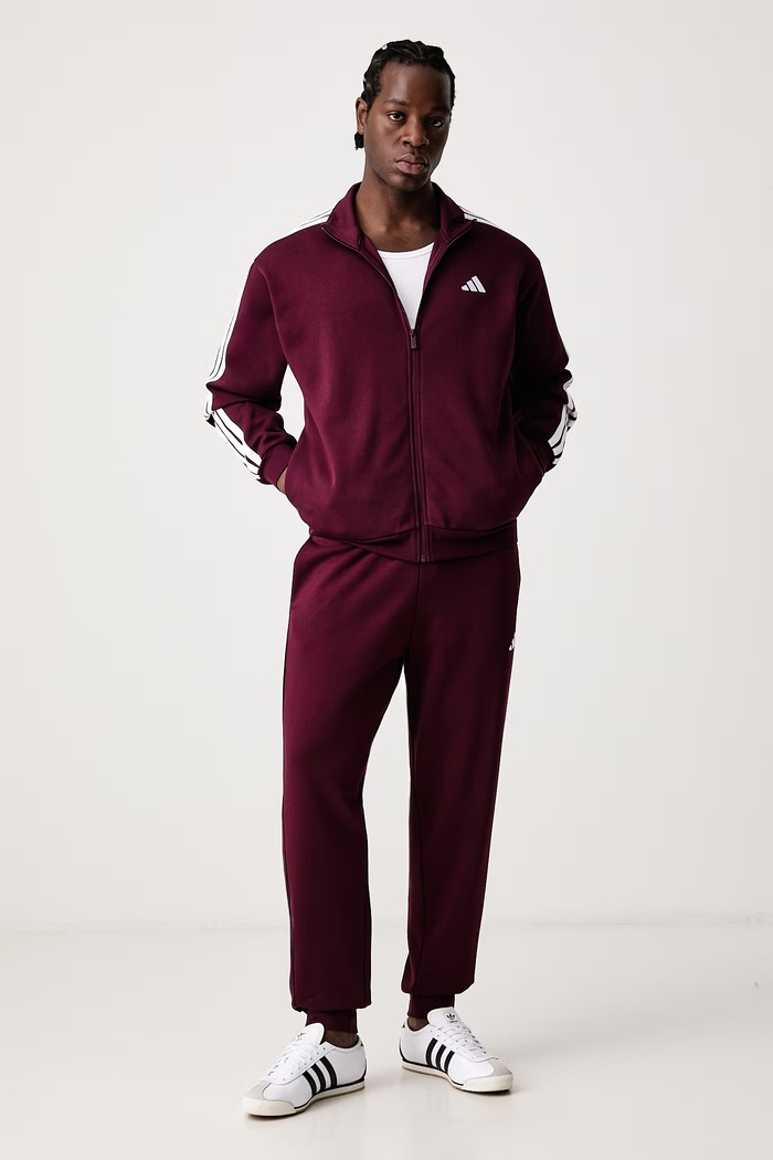 adidas Komplet dresowy męski z bawełną Three Stripes bordowy KY2282