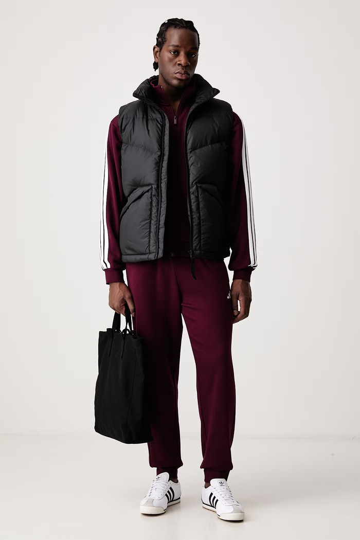 adidas Komplet dresowy męski z bawełną Three Stripes KY2282 bordowy AW26