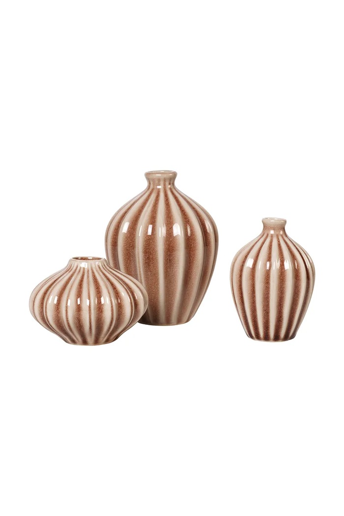 Broste Copenhagen Zestaw wazonów dekoracyjnych z ceramiki 12 x 15 cm brązowy 14445131