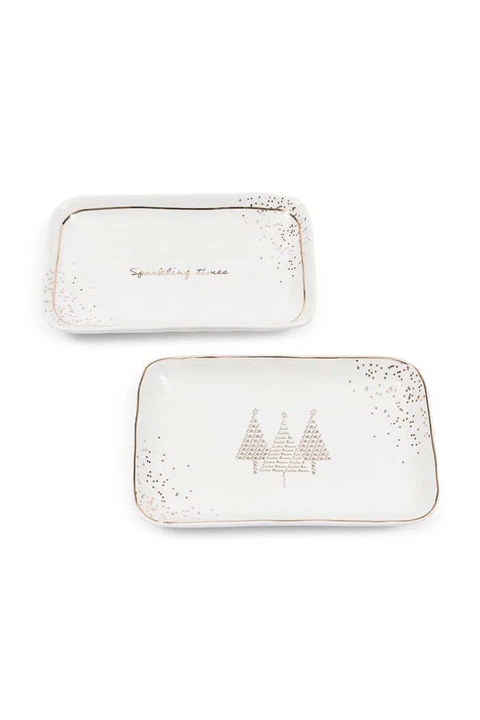Riviera Maison Zestaw talerzyków świątecznych z porcelany 2-pack 21 x 13 cm biały 564950